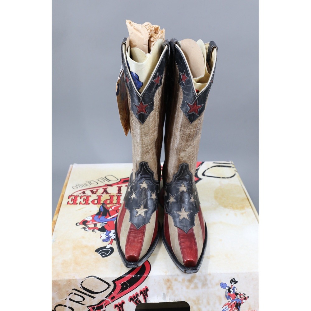 NWT Old Gringo Yippee Ki Yay 13" Boots 7.5B Leather Stars Stripes US Flag Read - Picture 2 of 16